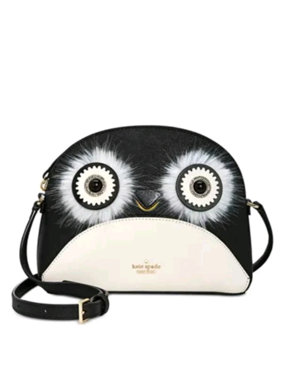 Kate Spade Black and White Owl Crossbody Bag. New
